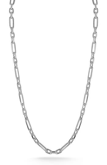 Glaze Jewelry Sterling Silver Figaro Necklace In Metallic