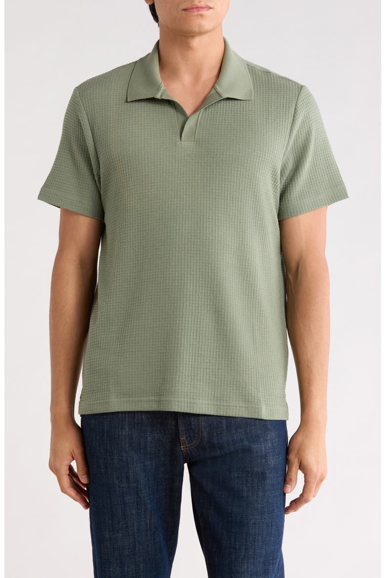 Johnny Collar Waffle Knit Polo, Main, color, FATIGUE GREEN