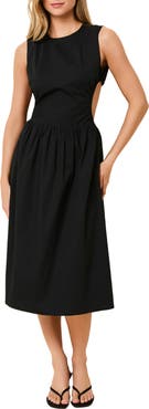 Solid & Striped Sabine Sleeveless Open Back Stretch Cotton Poplin Sundress