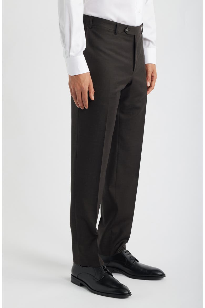 Siena Regular Fit Flat Front Solid Wool Suit Pants, Alternate, color, BROWN