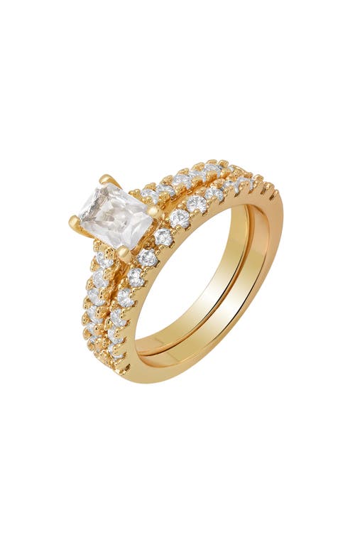 Hmy Jewelry Set Of 2 Simulated Diamond Rings In Gold