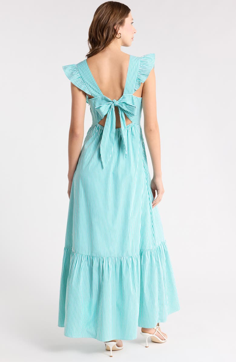 1901 Ruffle Sleeve Maxi Dress, Alternate, color, Green-White Tailored Stripe