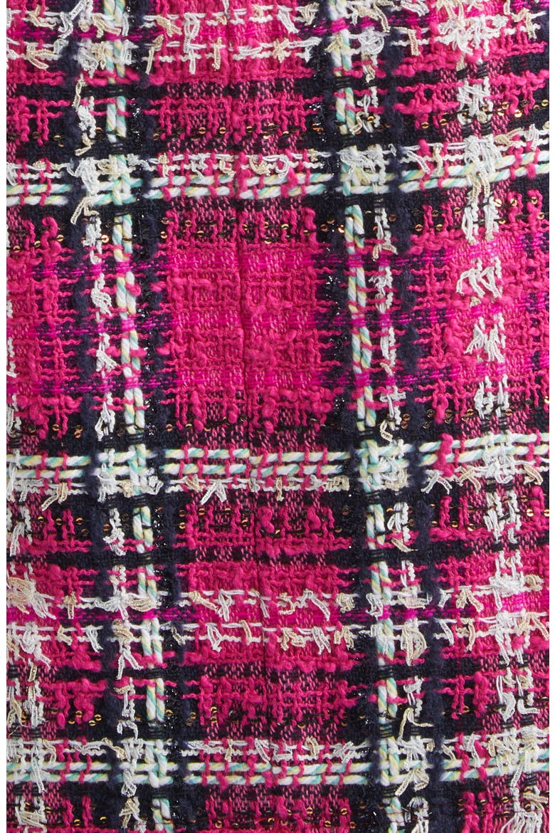 Long Sleeve Fringe Tweed Dress, Alternate, color, PINK MULTI