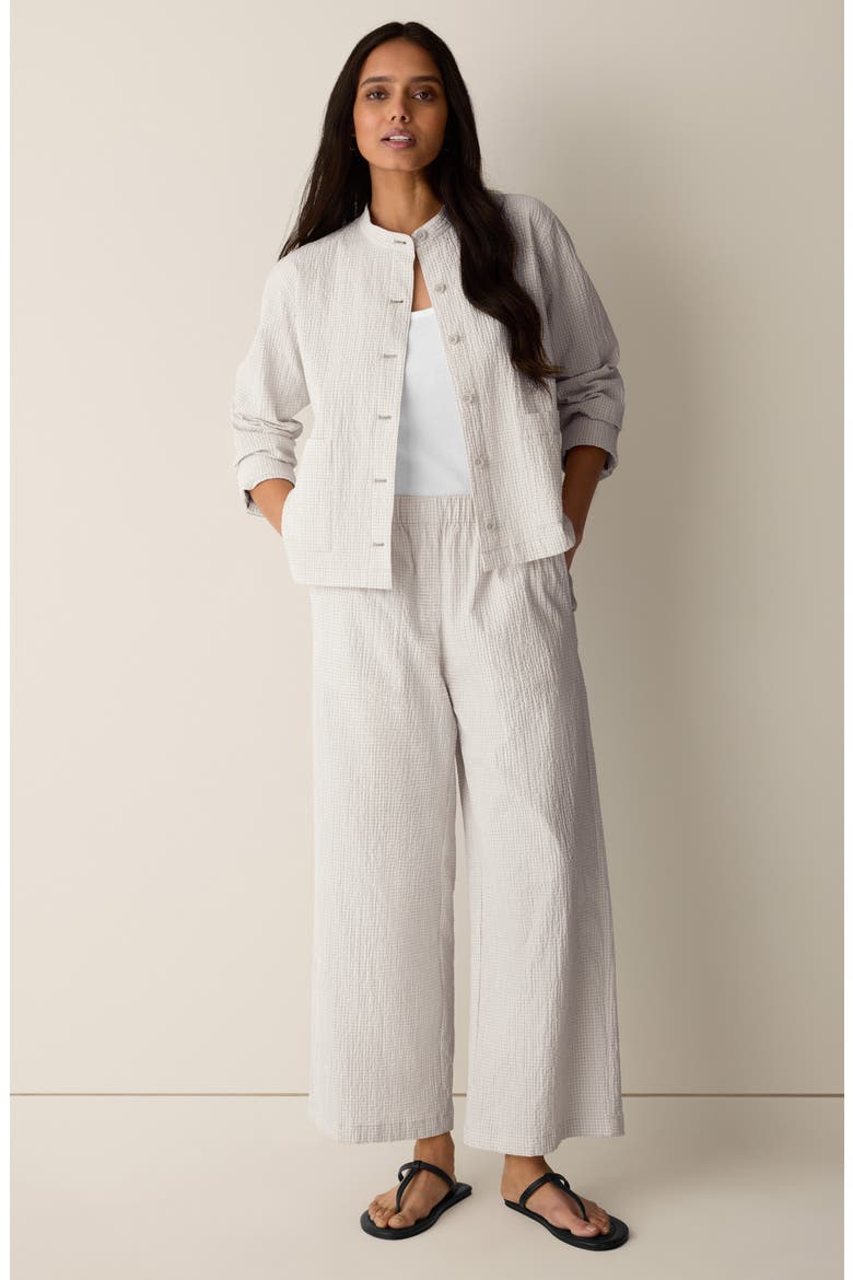 Check Print Wide Leg Ankle Pants, Alternate, color, CHALK