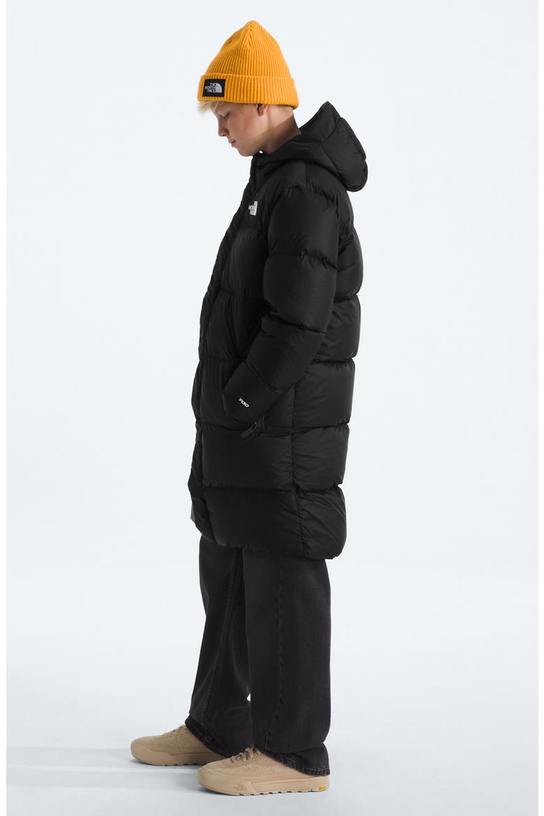 Kids' Retro 1996 Nuptse 700 Fill Power Down Packable Hooded Long Parka, Alternate, color, TNF BLACK/ TNF BLACK
