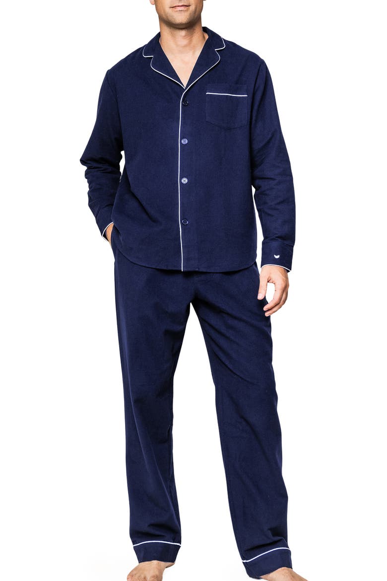 Classic Flannel Pajama Set, Main, color, NAVY