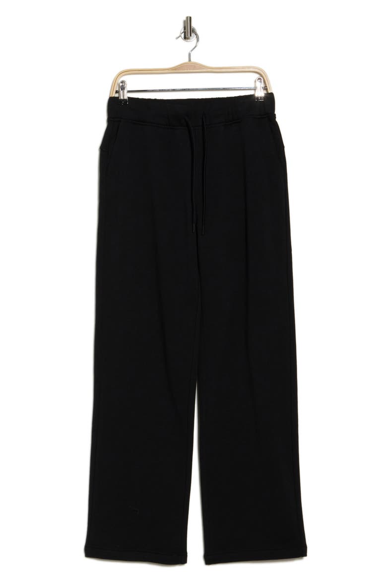 Feather Fleece Straight Leg Sweatpants, Alternate, color, BLACK