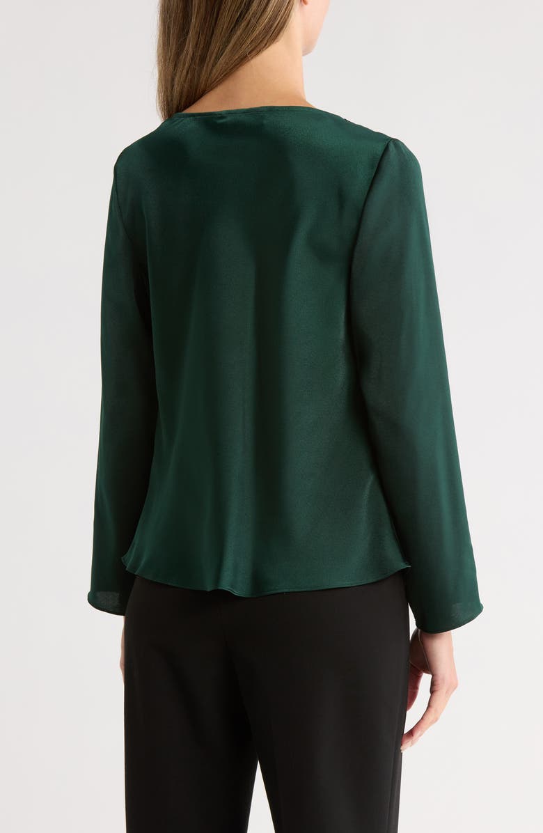 Cowl Neck Long Sleeve Satin Top