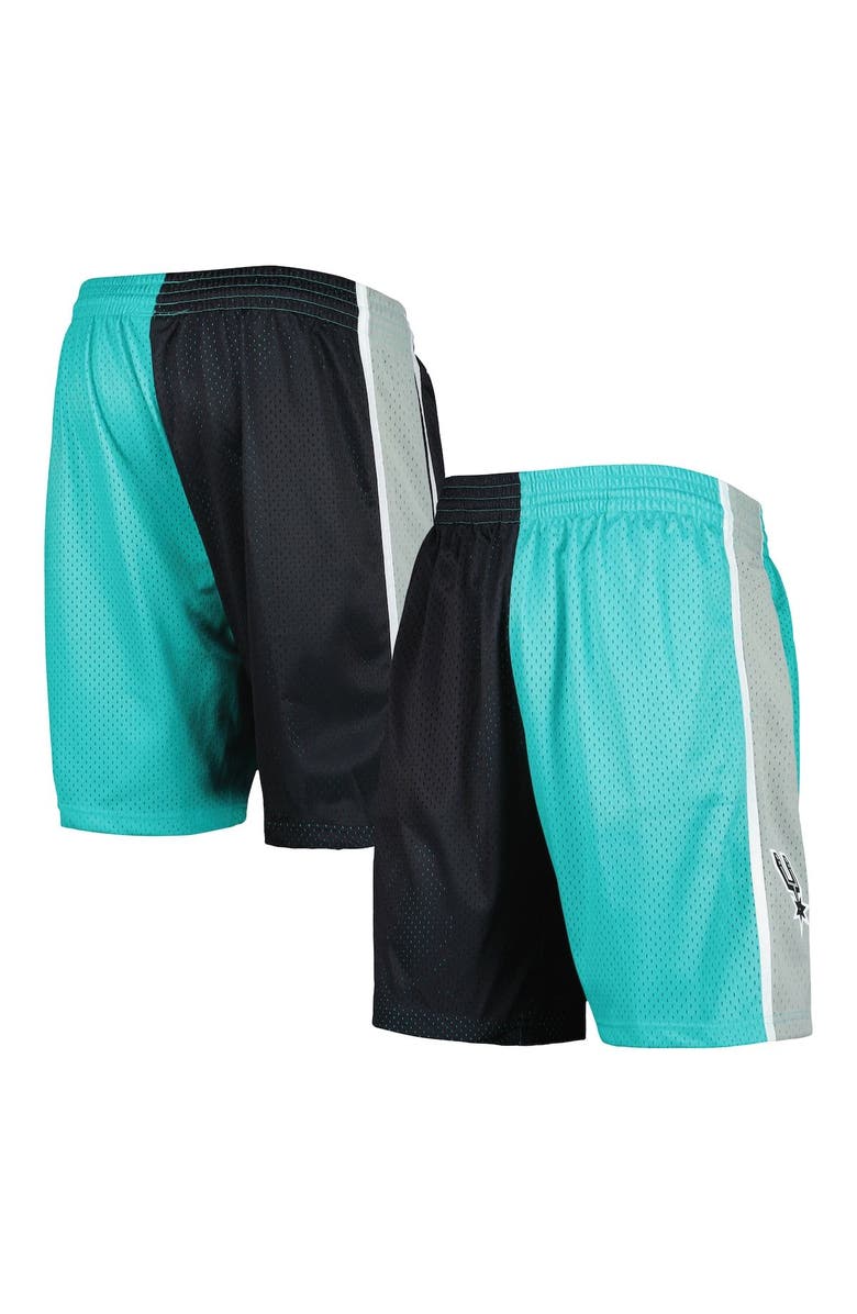 Mitchell & Ness Men's Mitchell & Ness Teal/Black San Antonio Spurs Hardwood Classics 1998 Split Swingman Shorts, Main, color, Teal