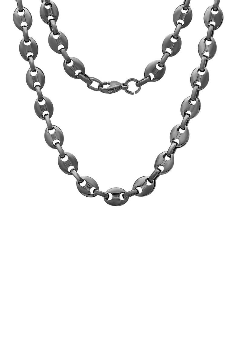 Men's Puff Mariner Chain Necklace, Main, color, BLACK