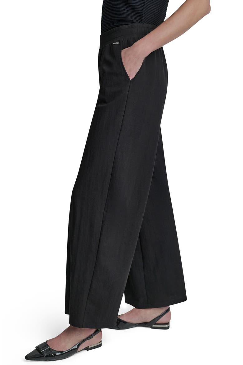 Logo Pull-On Wide Leg Pants, Alternate, color, BLACK