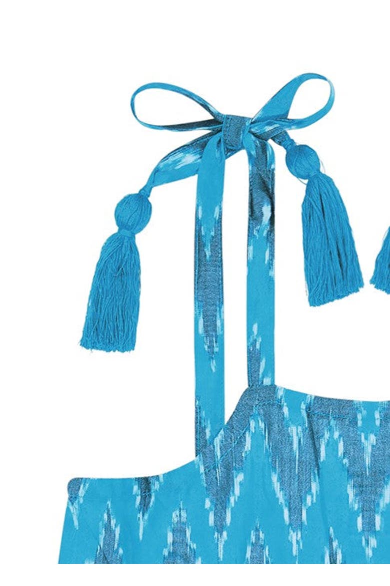 Bella Shoulder Tie Sundress, Alternate, color, Turquoise Ikat