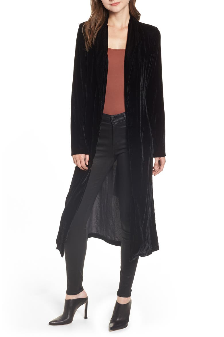 La Roux Belted Duster, Main, color, BLACK VELVET