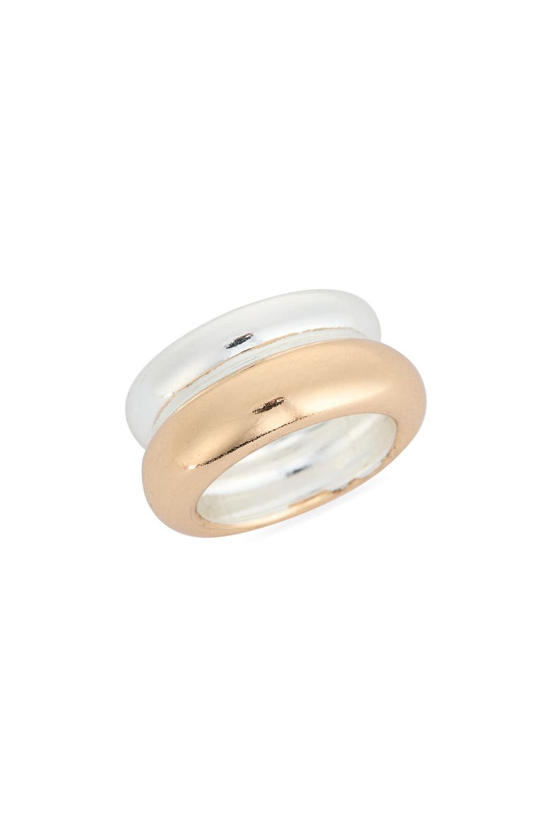 Two-Tone Ridged Band Ring, Main, color, GOLD- SILVER