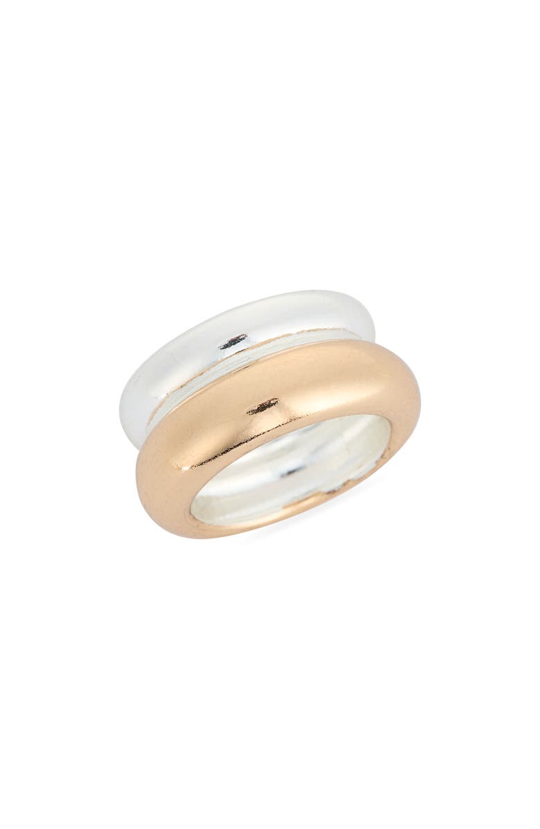 Leith Two-Tone Ridged Band Ring, Main, color, Gold- Silver