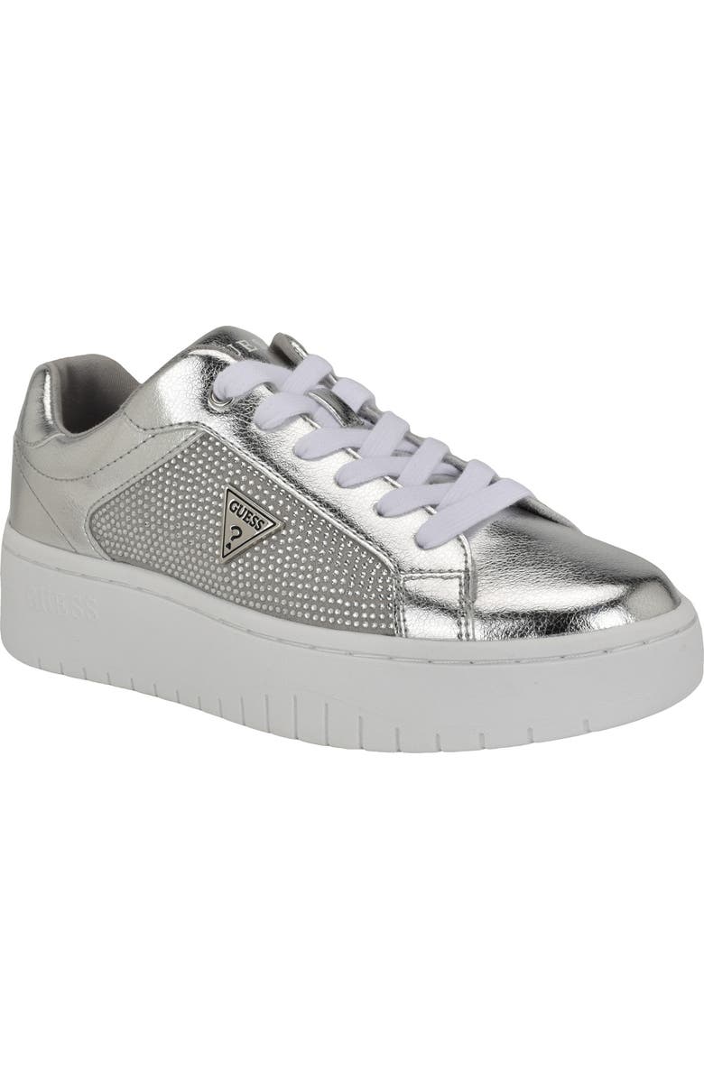 GUESS Lennza Metallic Rhinestone Platform Sneaker, Main, color,