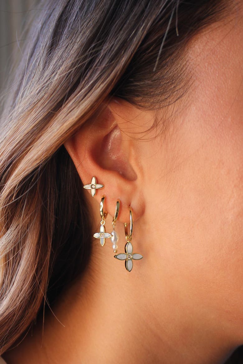Desert Flower Mini Stud Earring, Alternate, color, Yellow Gold