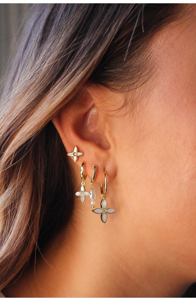 Murkani Desert Flower Mini Stud Earring, Alternate, color, Yellow Gold
