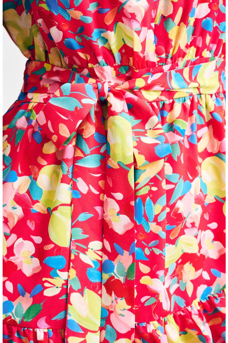 Floral Print Tie Waist Long Sleeve Minidress, Alternate, color, BRUSHSTROKE BOTANICA