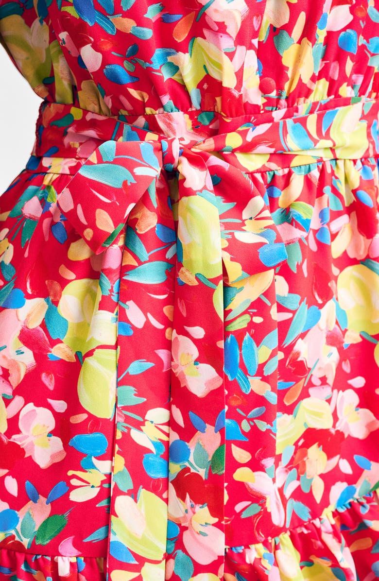 Isaac Mizrahi New York Floral Print Tie Waist Long Sleeve Minidress, Alternate, color, 