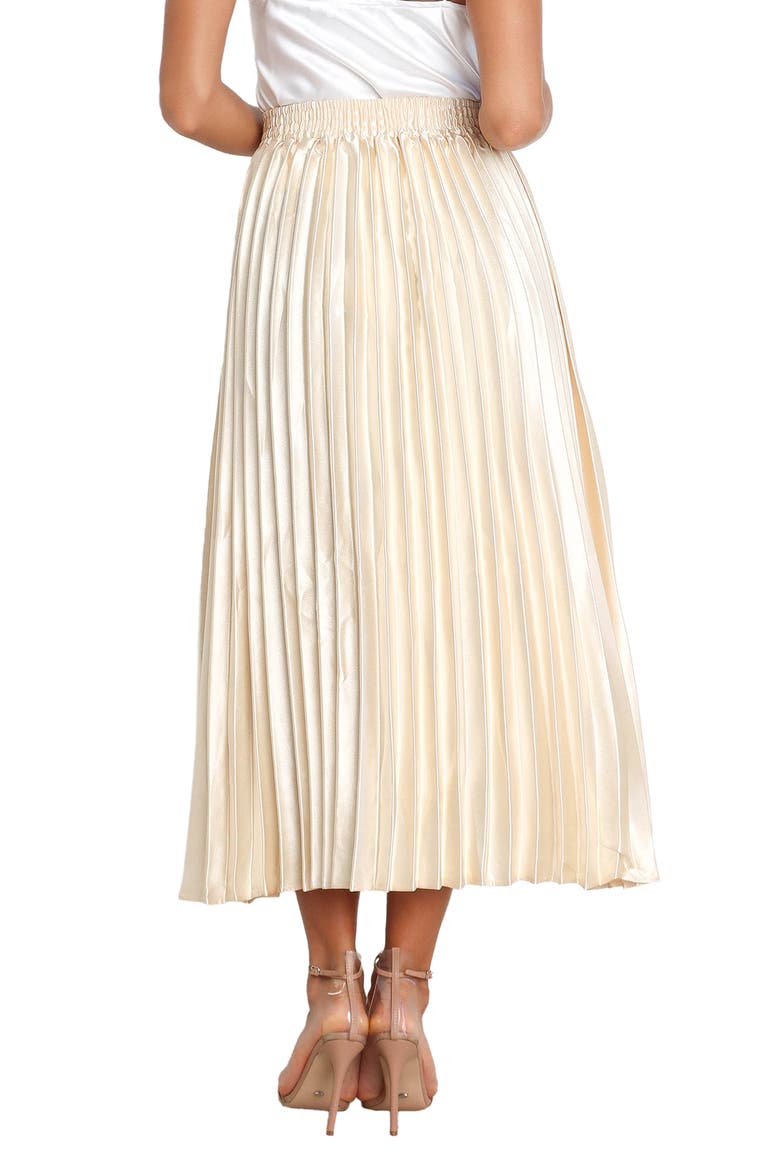 Missie Pleated Satin Skirt, Alternate, color, GOLD