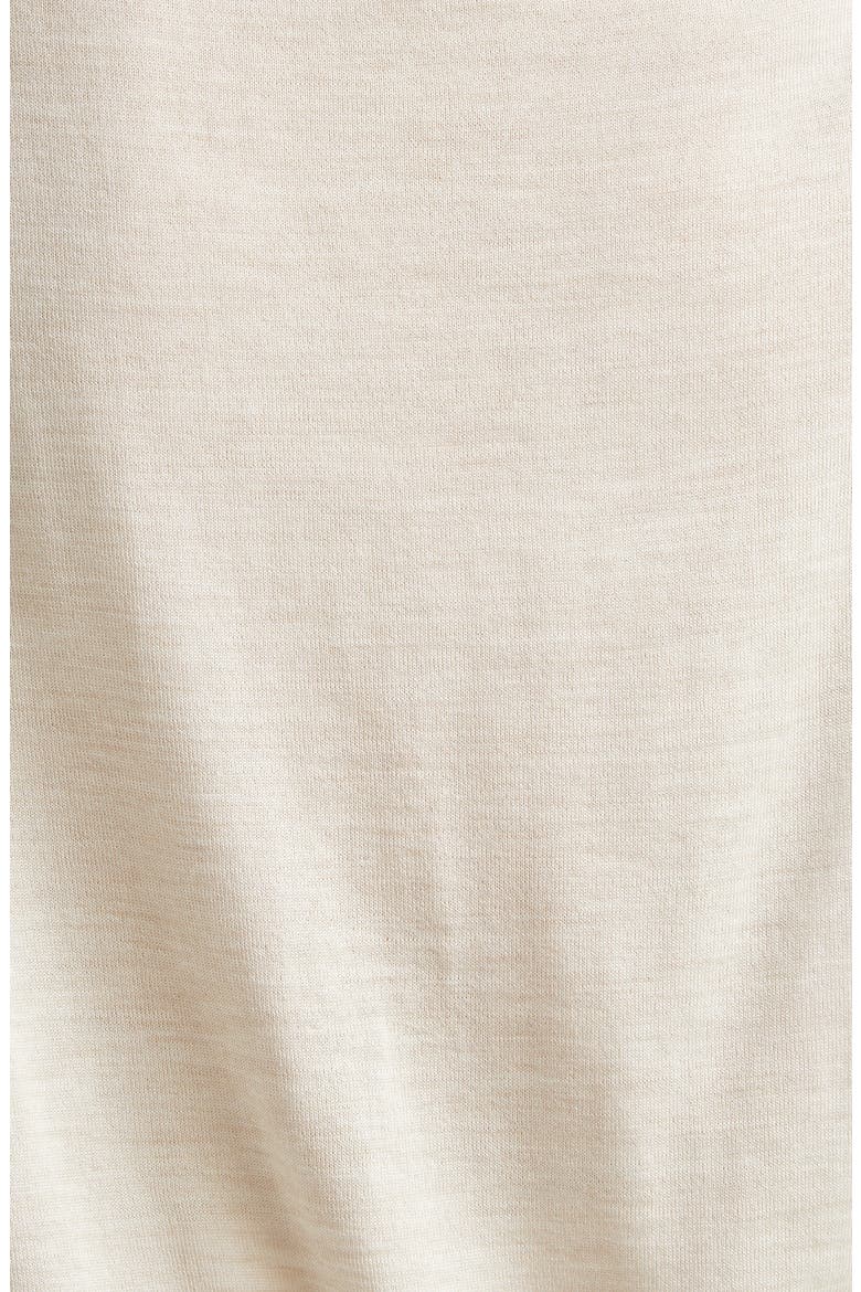 Sandrina Scarf Front Short Sleeve Wool & Silk Crewneck Sweater, Alternate, color, BEIGE/ QUARTZ PINK IP CHECK