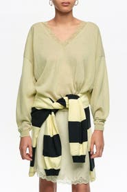 BIMBA Y LOLA Short Sweater In Cotton Linen and Lace