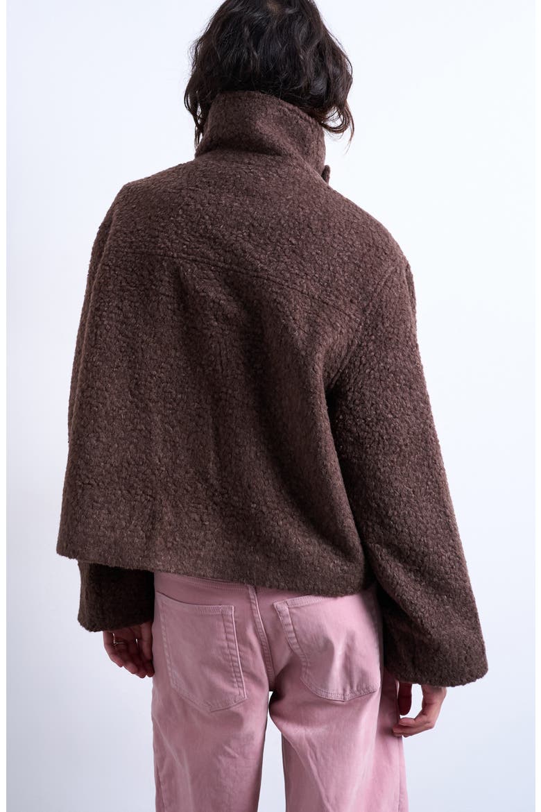 Tab Bouclé Bomber Jacket, Alternate, color, CHOCOLATE
