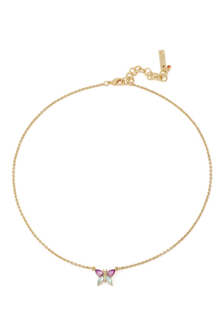 Butterfly Pendant Necklace, Main, color, PINK