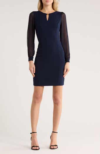 DKNY Chiffon Sleeve Hardware Accent Dress