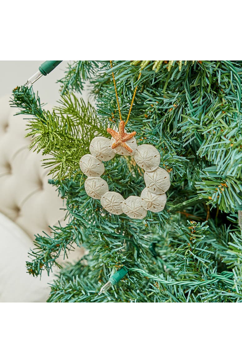 Sand Dollar Wreath Ornament, Alternate, color, White