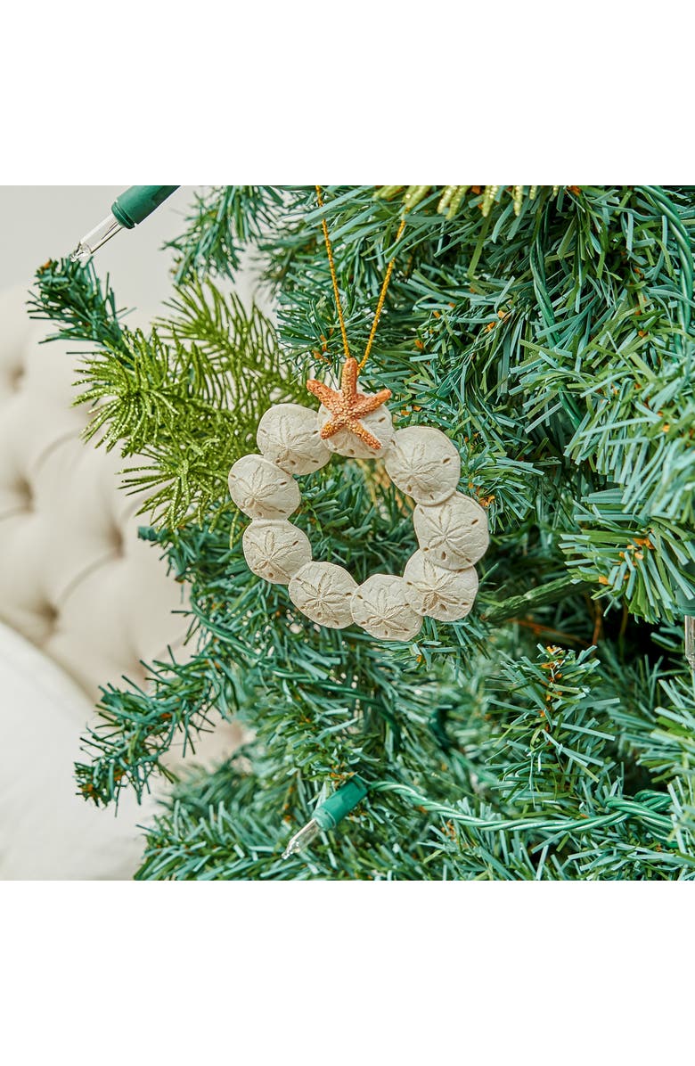 Beachcombers Sand Dollar Wreath Ornament, Alternate, color, White