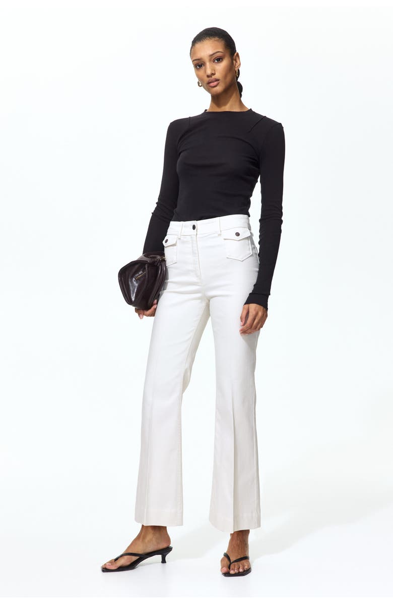 H&M Flared Ankle-length Trousers, Alternate, color, 