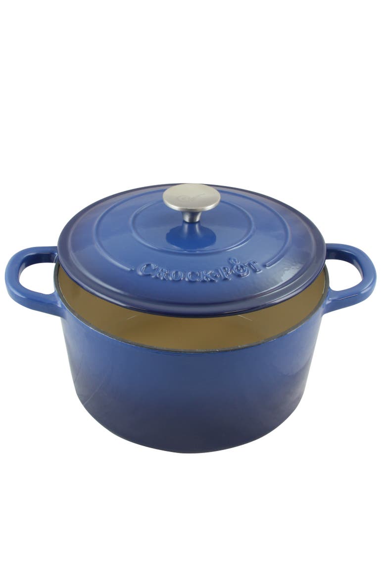 5 Quart Round Enameled Cast Iron Dutch Oven, Alternate, color, Blue