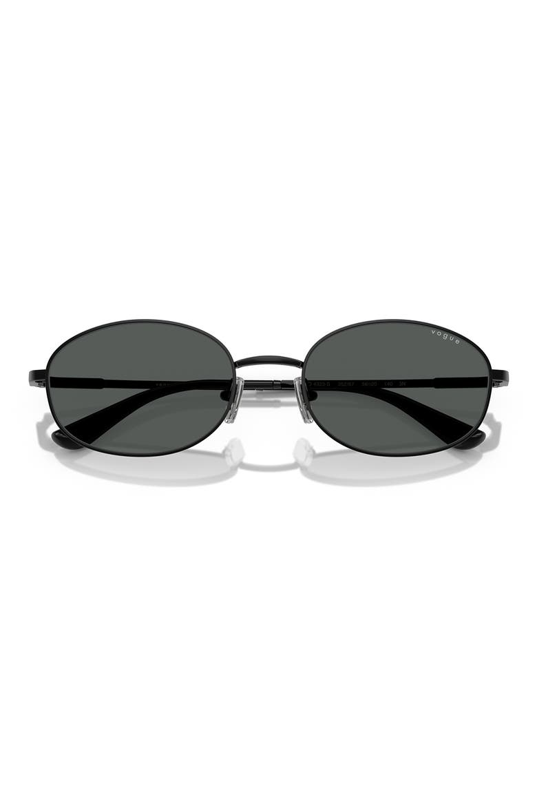 56mm Oval Sunglasses, Alternate, color, BLACK