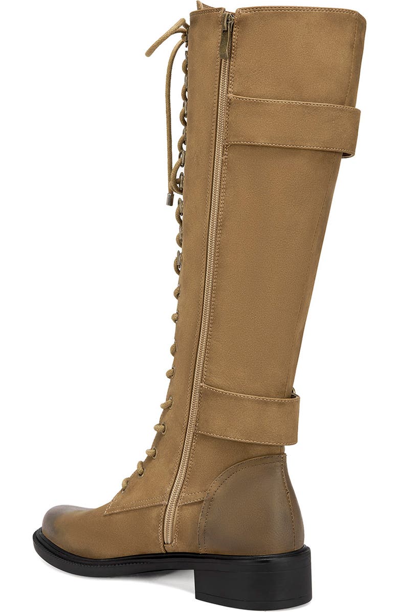 AZALEA WANG Emmott Water Resistant Lace-Up Knee High Boot, Alternate, color, Taupe