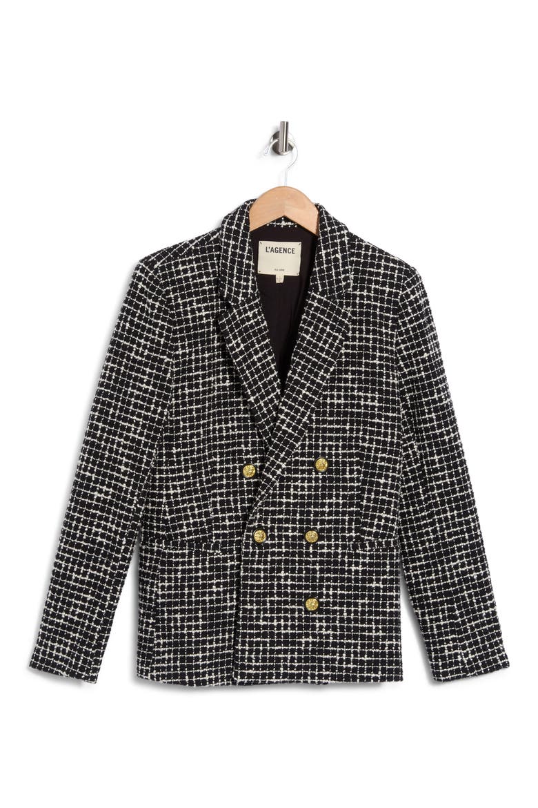 Colin Double Breasted Blazer, Main, color, BLACK/ ECRU