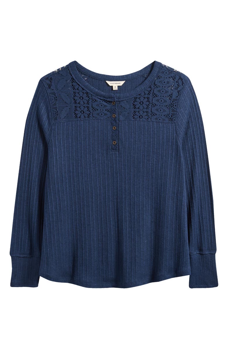 Lucky Brand Lace Yoke Henley, Alternate, color, 
