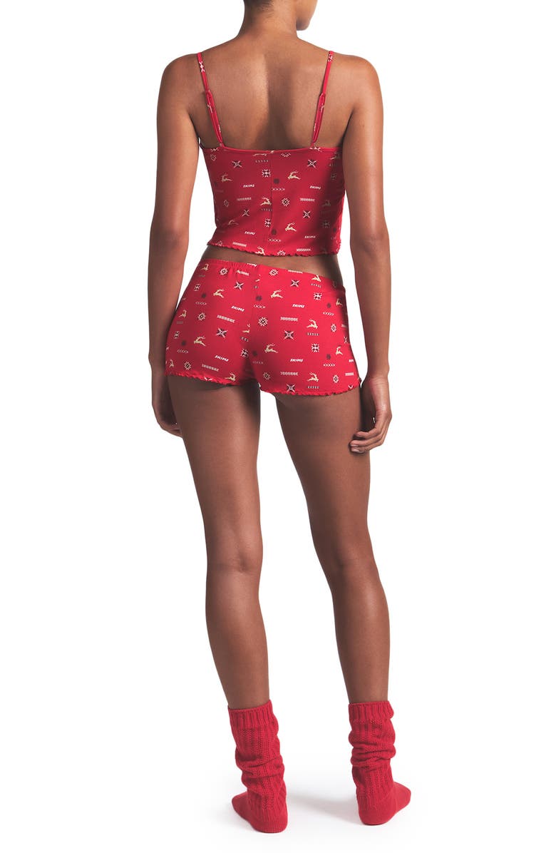 SKIMS Sleep Cami Pajamas, Alternate, color, Cranberry Vintage Deer Print