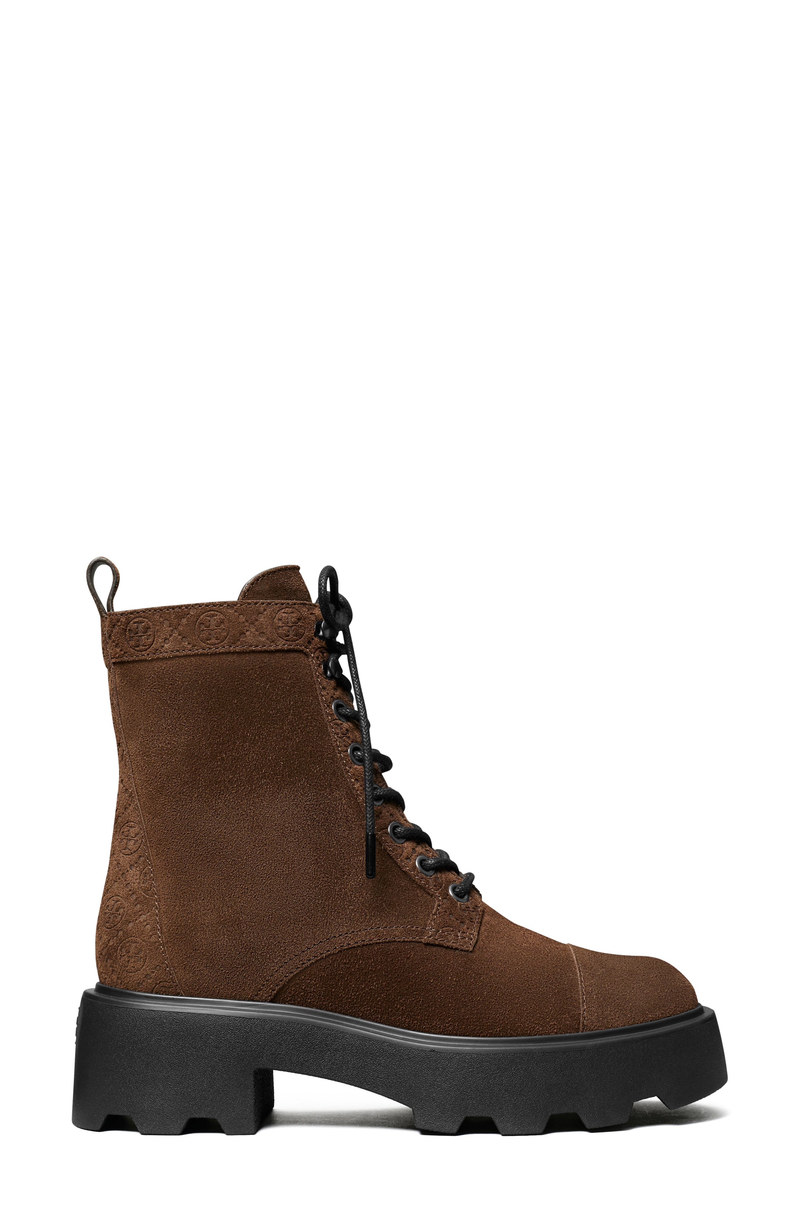 Tory Burch T Monogram Lug Sole Bootie, Alternate, color, Cocoa