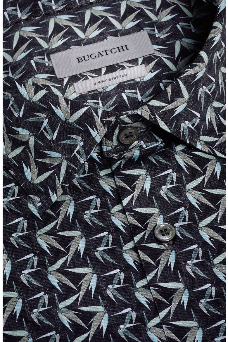 Miles OoohCotton® Leaf Print Short Sleeve Button-Up Shirt, Alternate, color, KHAKI