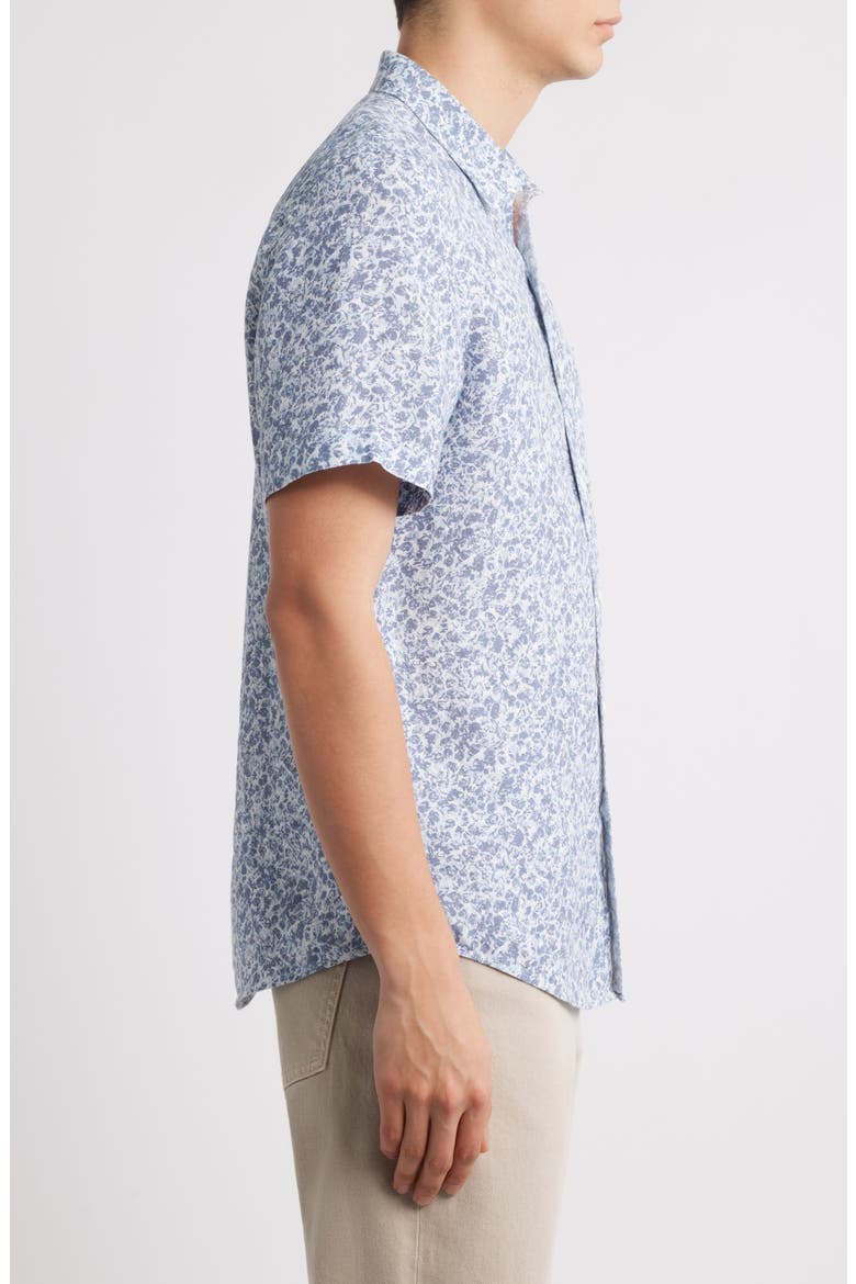 Abstract Print Short Sleeve Linen Button-Up Shirt, Alternate, color, BLUE QUENTIN DITSY