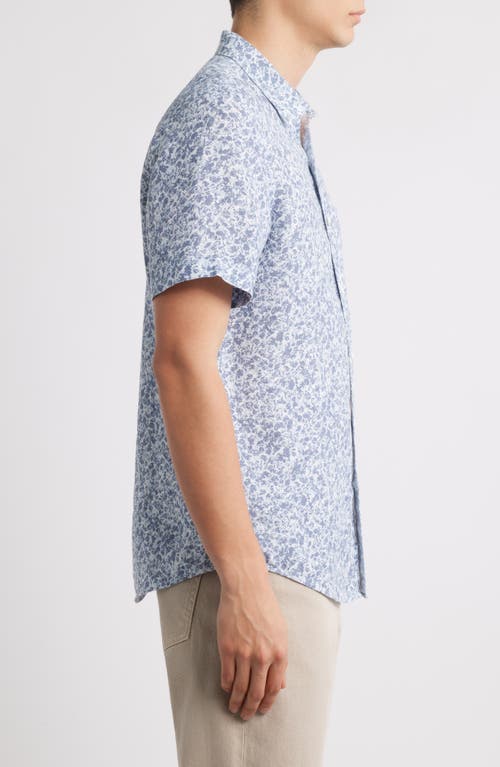 Nordstrom Abstract Print Short Sleeve Linen Button-up Shirt