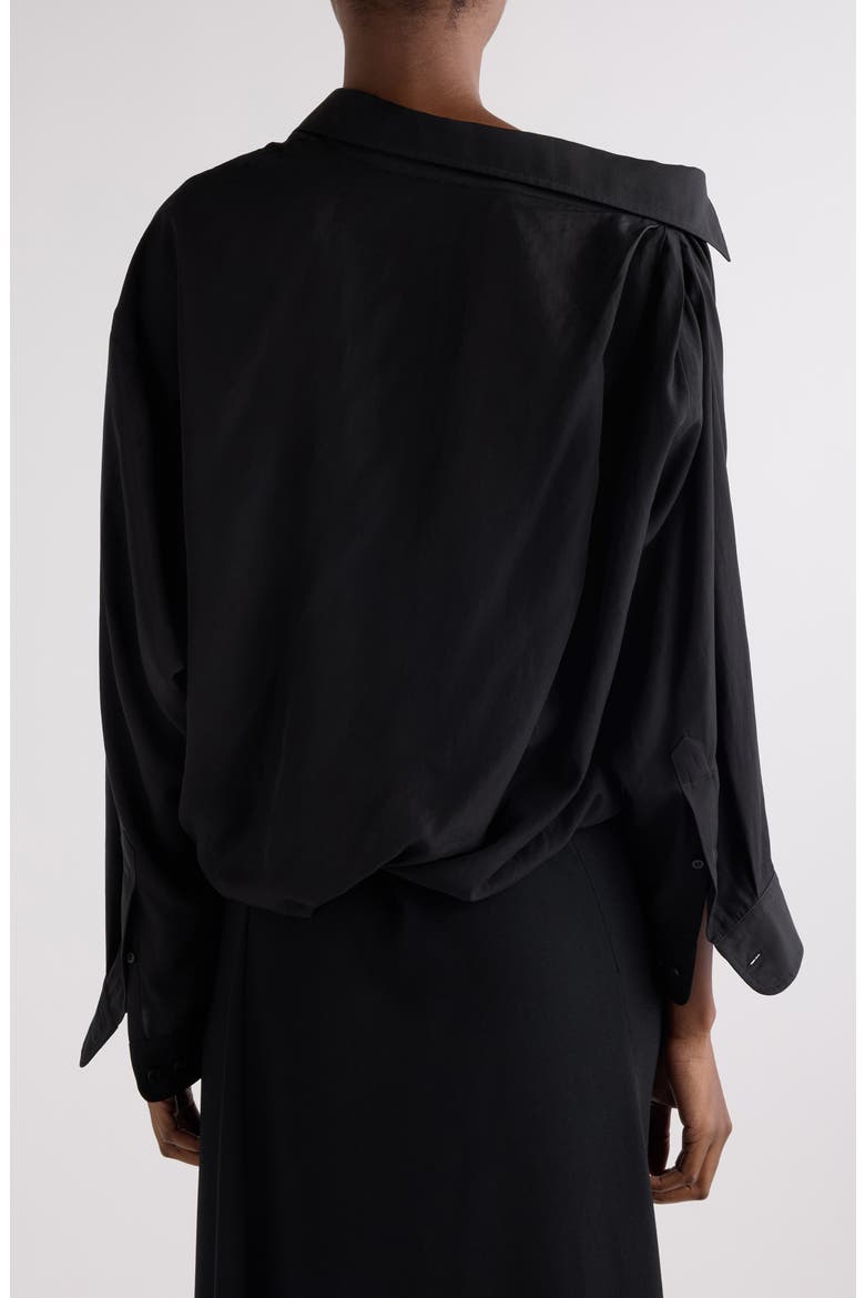 One-Shoulder Button-Up Shirt, Alternate, color, 1000 BLACK