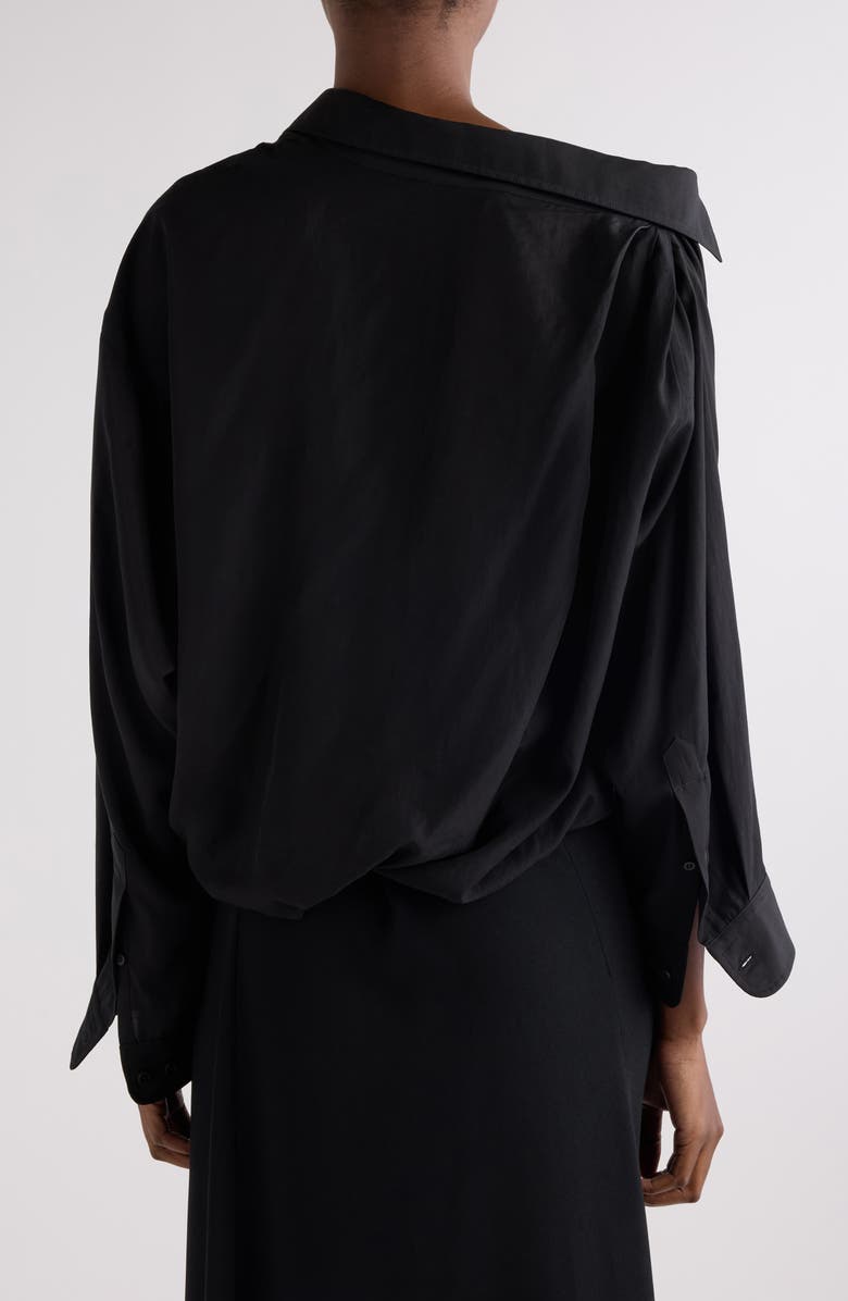 Balenciaga One-Shoulder Button-Up Shirt, Alternate, color, 1000 Black
