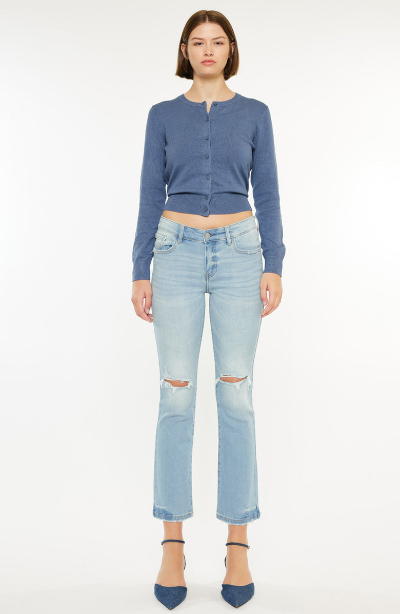 KanCan Coraline Essentials Mid Rise Kick Flare Jeans, Main, color, Light Wash