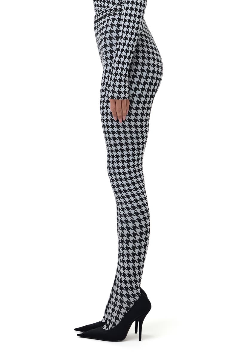 Naked Wardrobe Print Toe Leggings, Alternate, color, Houndstooth Black/ White