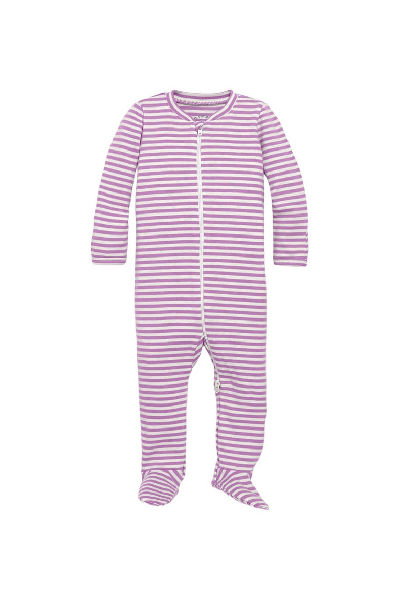 Baby Organic Zip Footie In Stripe, Alternate, color, Blossom Ivory Mini Stripe