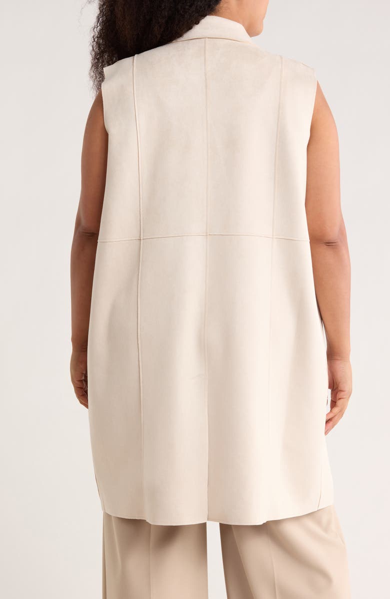M Magaschoni Faux Suede Notch Lapel Vest, Alternate, color, Light Stone