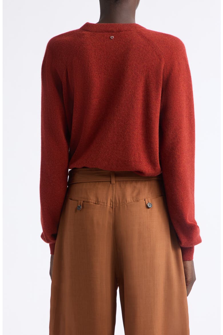 Cutout Crewneck Wool & Cashmere Sweater, Alternate, color, BRICK MELANGE